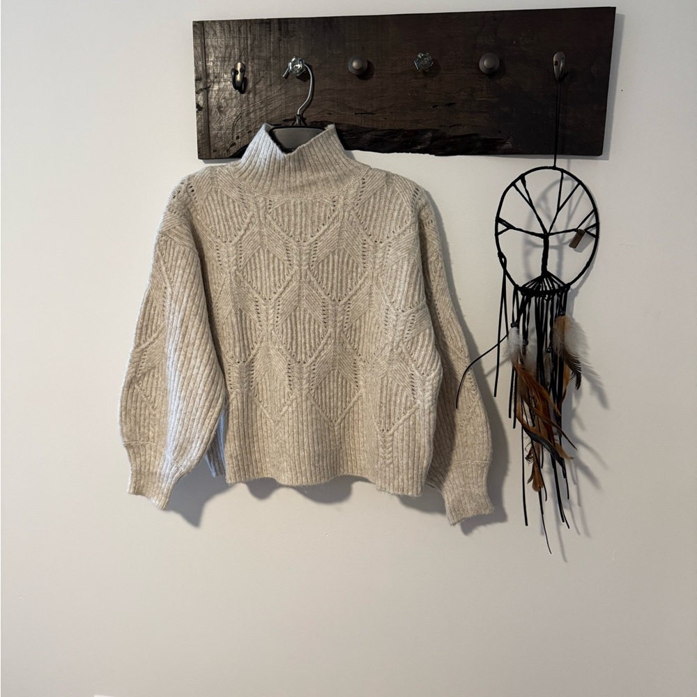 Lulu's Cream Textured Turtleneck Sweater